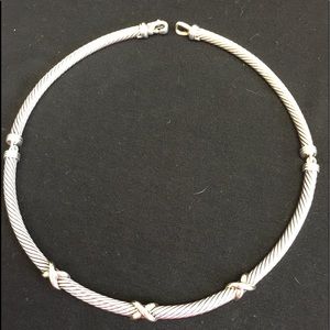 David Yurman Silver & Gold Cable Necklace 16”